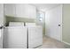 Well-equipped laundry room with modern washer and dryer units, storage cabinets, and natural light at 5150 Morning Glory Pl, Highlands Ranch, CO 80130