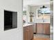 Open kitchen featuring light wood cabinets and white countertops at 1440 S Clermont St, Denver, CO 80222