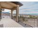 Spacious covered balcony with decorative iron railing offering scenic views of the surrounding landscape at 3520 Castle Butte Dr, Castle Rock, CO 80109