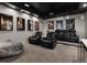 Home theater room with a large screen, comfy seating, and a wet bar at 3520 Castle Butte Dr, Castle Rock, CO 80109
