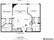 Detailed floor plan showcasing the layout of a two-bedroom apartment with a spacious living and dining area at 10176 Park Meadows Dr # 2408, Lone Tree, CO 80124