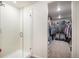 Modern bathroom showcases a tiled shower with a glass door and opens up to a walk-in closet at 2243 Villageview Ln, Castle Rock, CO 80104