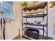 Well-organized pantry shelves storing cookware and appliances, showcasing a functional storage solution at 2844 Bellaire St, Denver, CO 80207