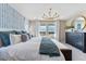 Spacious main bedroom boasts large windows, sleek furniture, and cozy blue accents at 23782 E 33Rd Pl, Aurora, CO 80019