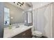 Bathroom featuring grey walls, a shower, and a vanity with a mirror at 9150 Fir Dr, Thornton, CO 80229