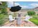 Outdoor patio featuring stone pavers, grill, stylish chairs, and string lights creating a relaxing ambiance at 9150 Fir Dr, Thornton, CO 80229