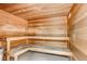 Inviting wooden sauna with bench seating, perfect for relaxation and wellness at 13931 E Marina Dr # 402, Aurora, CO 80014