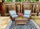 Cozy patio featuring woven furniture, a glass table, and a floral centerpiece at 943 Pinon Ct, Longmont, CO 80504