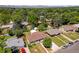 Aerial view of a neighborhood, showing the house with nice landscaping and mature trees at 3055 S Winona Ct, Denver, CO 80236