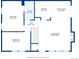 First floor floorplan with bedroom, kitchen, dining area, living room, and bath dimensions at 3746 S Fairplay Way, Aurora, CO 80014