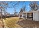 Backyard showing a covered patio with grill, dining table, and partial fencing at 2600 Valley View Dr, Denver, CO 80221