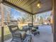 Cozy covered patio with wicker seating overlooking a large, fenced backyard at 3361 W Saratoga Ave, Englewood, CO 80110