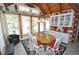 This dining area features a wood table, six chairs, and large windows with natural light at 9716 Canon Dr, Sedalia, CO 80135