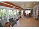 Bright living room with wood-paneled walls and bookcases, flowing to the backyard through glass doors at 9716 Canon Dr, Sedalia, CO 80135