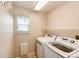 Functional laundry room with a side-by-side washer and dryer, a window, and storage shelving at 1941 Fox Fire St, Highlands Ranch, CO 80129