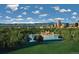 Stunning aerial view of Denver skyline, lush parks, and the majestic Rocky Mountains in the background at 2950 Hudson St, Denver, CO 80207