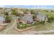 Aerial view of a home featuring a fenced backyard with a trampoline and patio at 688 Cinnabar Ln, Castle Rock, CO 80108