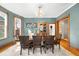 Elegant dining room boasting wooden trim and a stylish chandelier at 2823 N Lafayette St, Denver, CO 80205