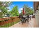 View of a well-maintained wood deck, perfect for outdoor dining and relaxation at 7881 S Ivy Ct, Centennial, CO 80112
