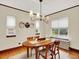 Charming dining room with modern chandelier, wood table, and sunlit windows at 1247 Dexter St, Denver, CO 80220