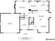 Floorplan of the first floor with a kitchen, living room, dining room, office, and garage with labeled dimensions at 7470 S Steele Cir, Centennial, CO 80122