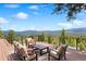 Outdoor deck with ample seating perfect for enjoying stunning mountain views at 187 Marion Dr, Evergreen, CO 80439