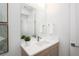 Modern bathroom featuring a vanity with a large mirror and contemporary fixtures at 1117 S Madison St, Denver, CO 80210