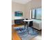 Dining area with a view, modern furniture, laminate flooring, and a mounted TV at 603 Inca St # 429, Denver, CO 80204