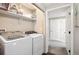 Convenient laundry area with modern washer and dryer, and ample storage space at 9963 E Carolina Cir # 104, Aurora, CO 80247