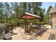 Inviting backyard deck with canopy, grill, and wooded views at 5846 S Pike Dr, Larkspur, CO 80118