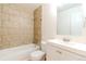 Clean bathroom with tile shower/tub combo and vanity at 2131 Coronado Pkwy # A, Denver, CO 80229