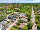 Stunning aerial view of a neighborhood with mature trees, manicured lawns, and the cityscape in the background at 1160 S Steele St, Denver, CO 80210