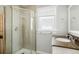 Bathroom with glass shower and modern vanity at 1160 S Steele St, Denver, CO 80210