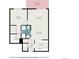 Detailed floorplan illustrating layout, room dimensions for living area, bedroom, bath, and kitchen at 180 Cook St # 406, Denver, CO 80206