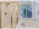 Bathroom features a shower and soaking tub with natural light from a window at 17284 E Hawksbead Dr, Parker, CO 80134