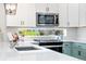 Modern kitchen with white cabinets, quartz countertops, and stainless steel appliances at 10254 Worchester St, Commerce City, CO 80022