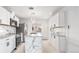 Bright kitchen with an island and modern white cabinetry at 555 Everett St, Lakewood, CO 80226