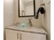 Modern bathroom vanity with a glass bowl sink and stylish fixtures at 2641 S Magnolia St, Denver, CO 80224