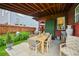 Covered patio with outdoor dining area, perfect for entertaining, and a charming privacy fence at 2131 Eliot St, Denver, CO 80211