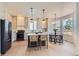 Modern kitchen with stainless steel appliances, stylish pendant lights, ample counter space and eat-in nook at 3466 Craftsbury Dr, Highlands Ranch, CO 80126