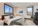 Comfortable bedroom with carpet and modern fixtures at 14209 Beebalm Loop, Parker, CO 80134