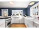 Charming kitchen with modern appliances, white cabinetry, and a farmhouse sink at 2222 Irving St, Denver, CO 80211