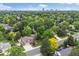 Aerial shot of the home in a mature neighborhood, highlighting landscaping, yard, and neighborhood views at 10694 E Dorado Ave, Englewood, CO 80111