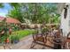 Charming backyard with a patio, lush greenery, and beautiful garden at 3016 N Franklin St, Denver, CO 80205