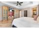 Comfortable bedroom with a built-in media center, recessed lighting, and neutral decor at 6170 Falcon Ln, Morrison, CO 80465