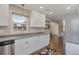 Stylish kitchen featuring white cabinets, granite countertops, and modern fixtures at 6528 S Louthan St, Littleton, CO 80120