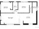 First floor plan with kitchen, Gathering room, bathroom and two bedrooms at 111 Wolff St, Denver, CO 80219