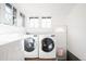 Bright laundry area with modern appliances, a pet door, and ample natural light at 3445 N Clay St, Denver, CO 80211