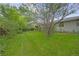 Picturesque backyard featuring a large tree, lush lawn, and the home's exterior with well-maintained siding at 2871 Humboldt Cir, Longmont, CO 80503