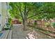 Lush backyard with mature tree and stone patio at 8060 Meadowdale Sq, Niwot, CO 80503